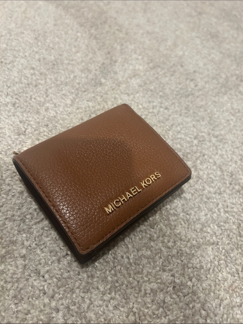 Michael Kors Brown Leather Mini Wallet with Gold Logo